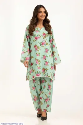 Turquoise Printed 2-Piece Suit for Bakra Eid 2.5m Each