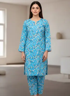2 Pcs Women's Unstitched Printed Suit