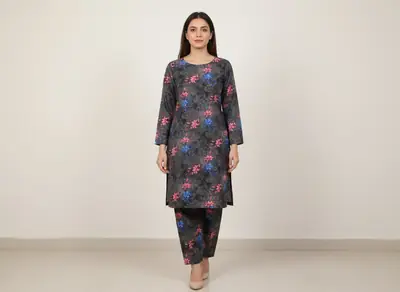 2 Pcs Women's Unstitched Printed Suit