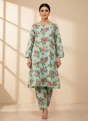 2 Pcs Women's Unstitched Printed Suit