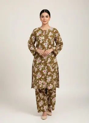 2 Pcs Women's Unstitched Printed Suit