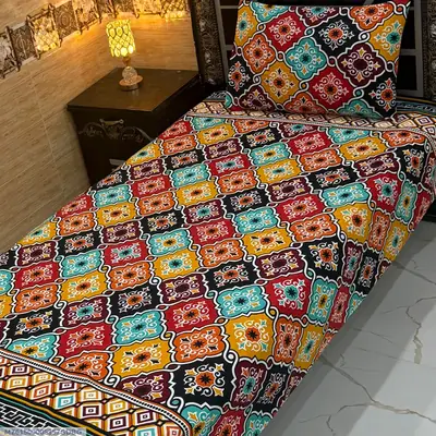 4 Pcs Cotton Sotton Printed Single Bedsheet