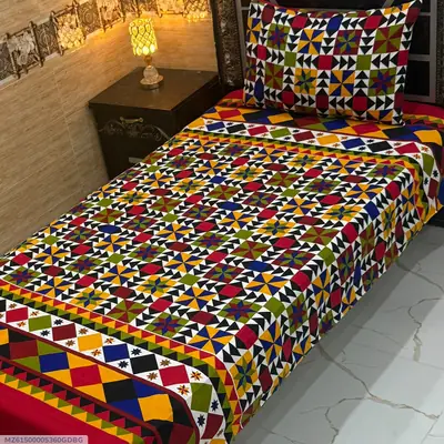 4 Pcs Cotton Sotton Printed Single Bedsheet