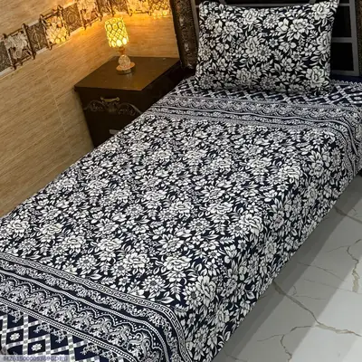 4 Pcs Cotton Sotton Printed Single Bedsheet