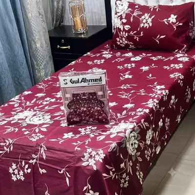 4 Pcs Cotton Salonica Printed Single Bedsheet