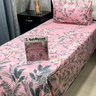 4 Pcs Cotton Salonica Printed Single Bedsheet