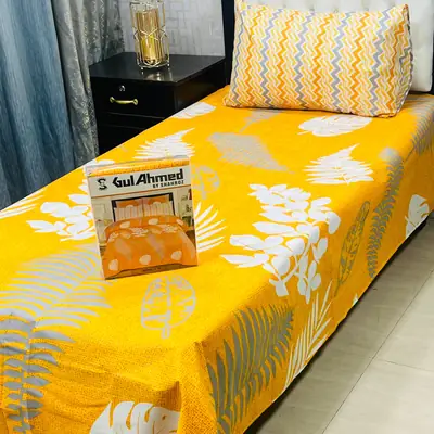 4 Pcs Cotton Salonica Printed Single Bedsheet