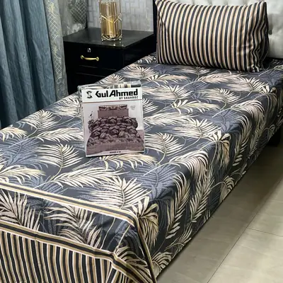 4 Pcs Cotton Salonica Printed Single Bedsheet