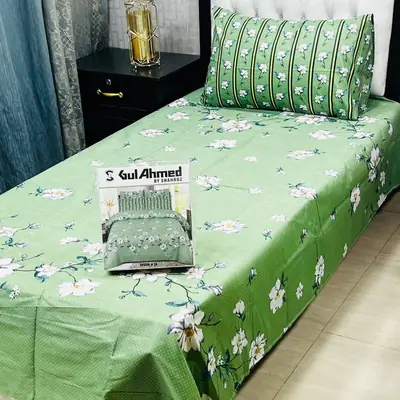 4 Pcs Cotton Salonica Printed Single Bedsheet