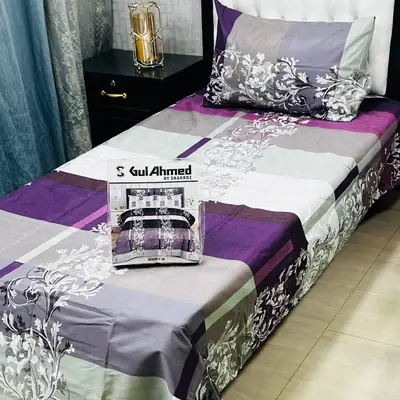 4 Pcs Cotton Salonica Printed Single Bedsheet