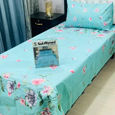 4 Pcs Cotton Salonica Printed Single Bedsheet