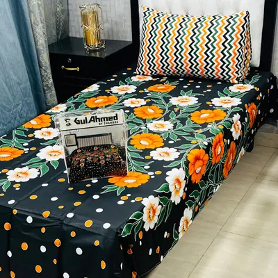 4 Pcs Cotton Salonica Printed Single Bedsheet