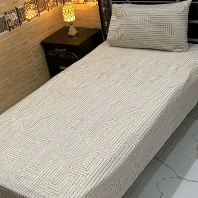 Elegant 4 Pcs Cotton Printed Single Bedsheet