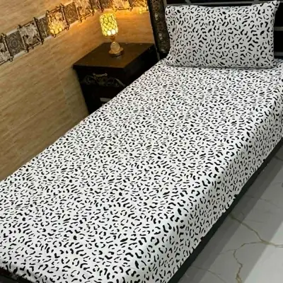 Elegant 4 Pcs Cotton Printed Single Bedsheet