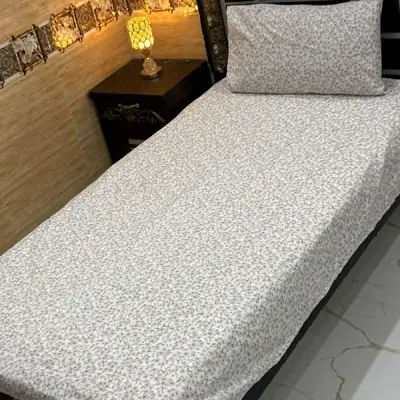 Elegant 4 Pcs Cotton Printed Single Bedsheet