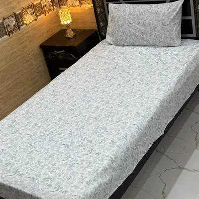 Elegant 4 Pcs Cotton Printed Single Bedsheet