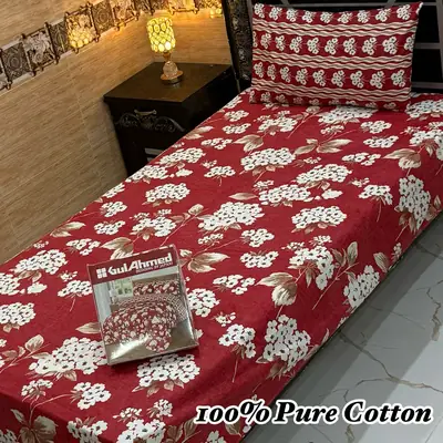 4 Pcs Cotton Printed Single Bedsheet