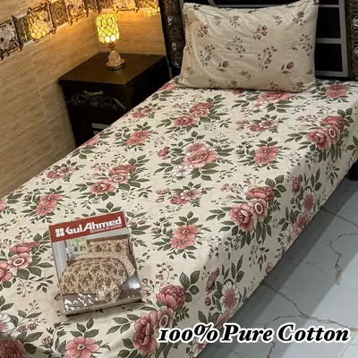 4 Pcs Cotton Printed Single Bedsheet