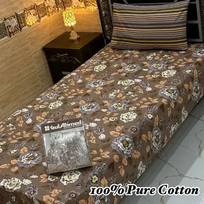 4 Pcs Cotton Printed Single Bedsheet