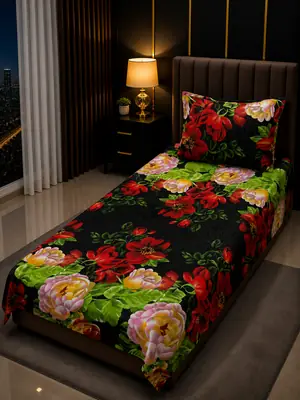 2 Pcs Fleece Printed Single Bedsheet