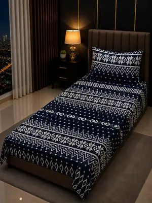 2 Pcs Fleece Printed Single Bedsheet
