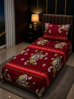 2 Pcs Fleece Printed Single Bedsheet