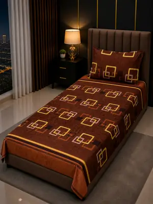 2 Pcs Fleece Printed Single Bedsheet