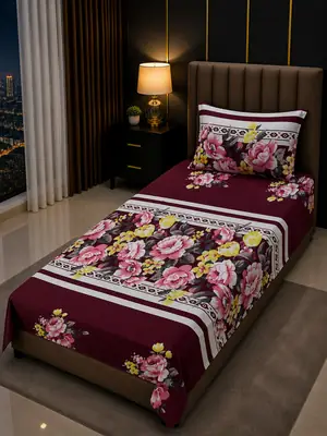 Stylist 2 Pcs Fleece Printed Single Bedsheet