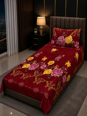 Stylist 2 Pcs Fleece Printed Single Bedsheet