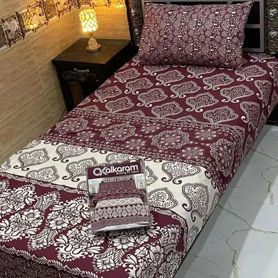 4 Pcs Cotton Salonica Printed Single Bedsheet