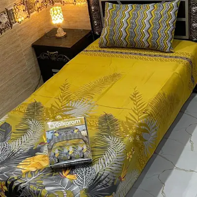 4 Pcs Cotton Salonica Printed Single Bedsheet