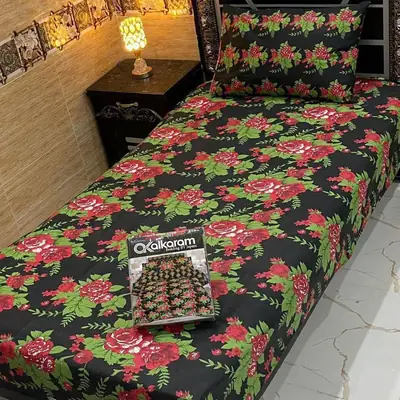 4 Pcs Cotton Salonica Printed Single Bedsheet