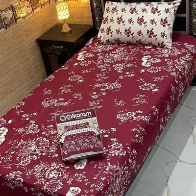 4 Pcs Cotton Salonica Printed Single Bedsheet