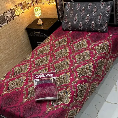 4 Pcs Cotton Salonica Printed Single Bedsheet