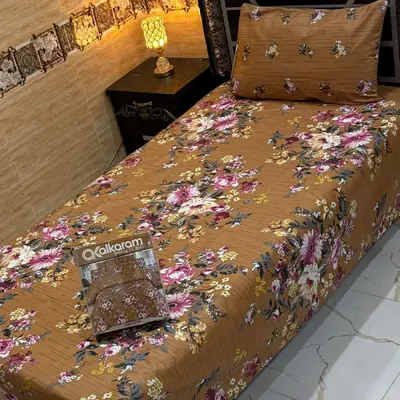 4 Pcs Cotton Salonica Printed Single Bedsheet