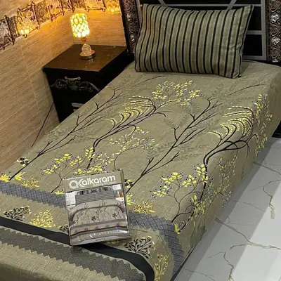 4 Pcs Cotton Salonica Printed Single Bedsheet