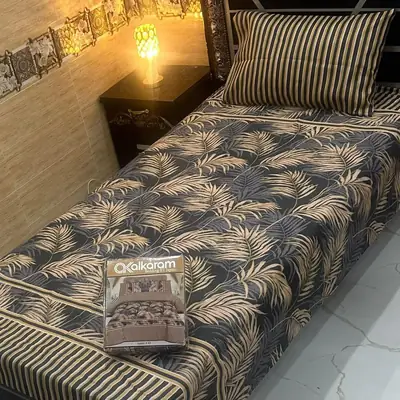 4 Pcs Cotton Salonica Printed Single Bedsheet