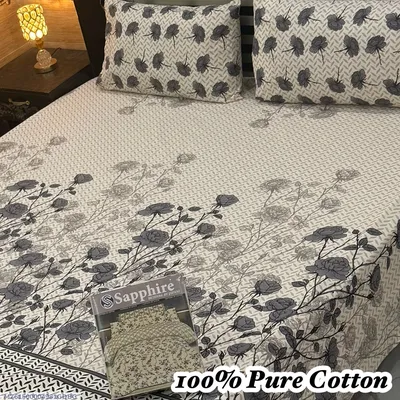 100% Pure Cotton Floral Bedsheet Set thumbnail 1
