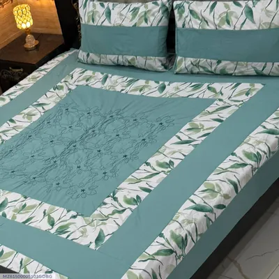 3 Pcs Cotton Sotton Patchwork Double Bedsheet thumbnail 1