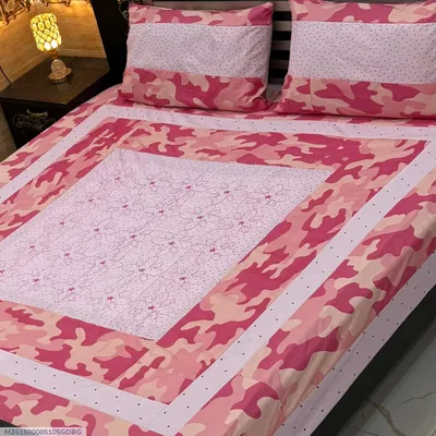 3 Pcs Cotton Sotton Patchwork Double Bedsheet thumbnail 1