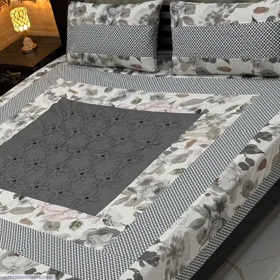 3 Pcs Cotton Sotton Patchwork Double Bedsheet thumbnail 1