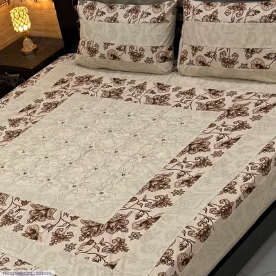 3 Pcs Cotton Patchwork Double Bedsheet thumbnail 1