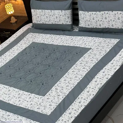 3 Pcs Cotton Patchwork Double Bedsheet thumbnail 1