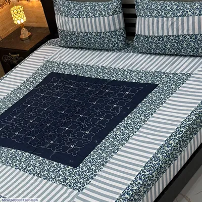3 Pcs Cotton Patchwork Double Bedsheet thumbnail 1