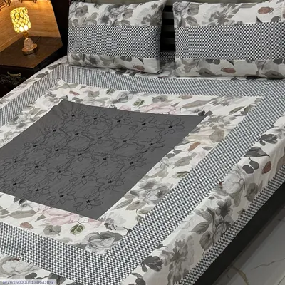 3 Pcs Cotton Patchwork Double Bedsheet thumbnail 1