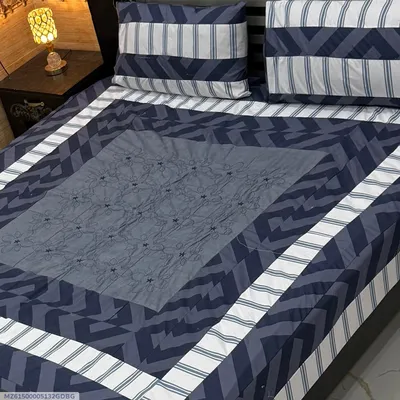 3 Pcs Cotton Patchwork Double Bedsheet thumbnail 1