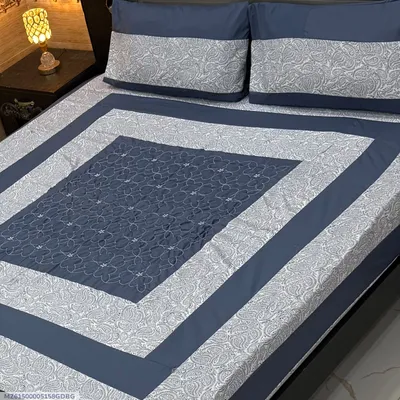 3 Pcs Cotton Patchwork Double Bedsheet thumbnail 1