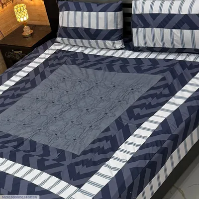 3 Pcs Cotton Patchwork Double Bedsheet thumbnail 1
