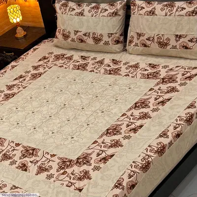 3 Pcs Cotton Patchwork Double Bedsheet thumbnail 1