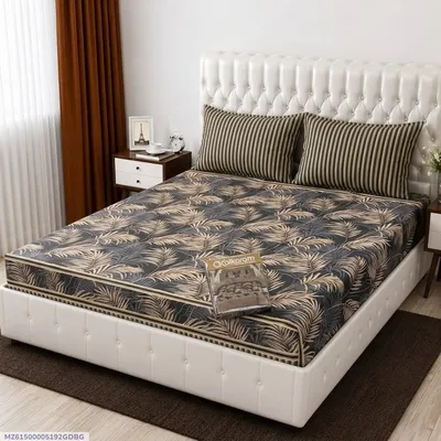 3 Pcs Cotton Salonica Printed Double Bedsheet thumbnail 1